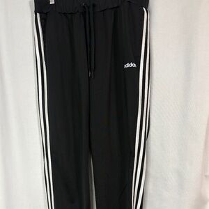 Adidas Black Jogger Pants 3 Stripe Athletic Workout Womens Large Primegreen